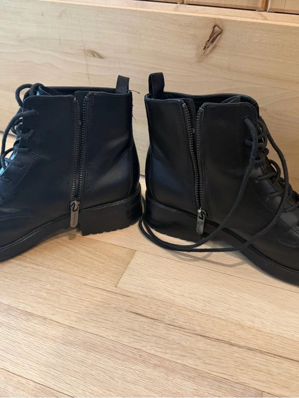 Everlane Black Leather Lace-Up Combat Boots - Picture 2 of 5